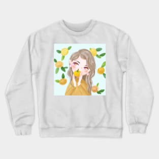 Cute Orange Girl Crewneck Sweatshirt